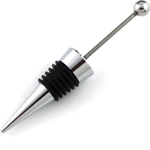 20pcs Gadget Add a bead Jewelry Rhinestone Lampwork Decorative Beaded Wine Bottle Stopper Zinc Alloy Silver Beadable Bottle Sto
