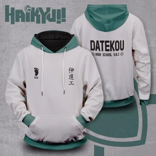 2020 New Anime Haikyuu!! Cosplay Hoooie Dategou High School Volleyball Club Uniform Sport Sweater Cos Takanobu Aone Autumn Cloth