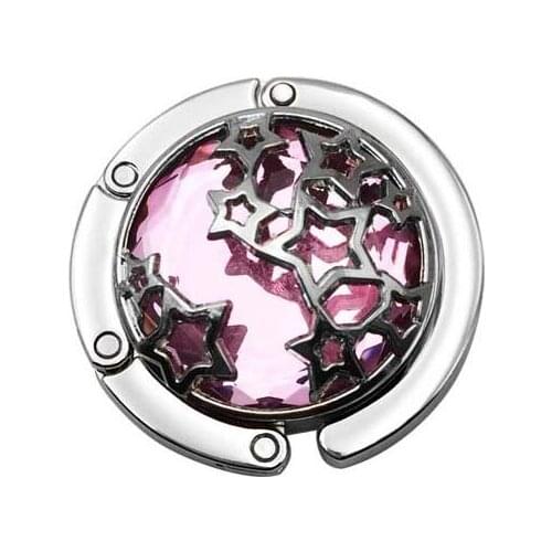 30PCS / LOT Folding creative crystal hanging bag hook star mesh glass stereo hook Folding Bag Handbag Purse Hook