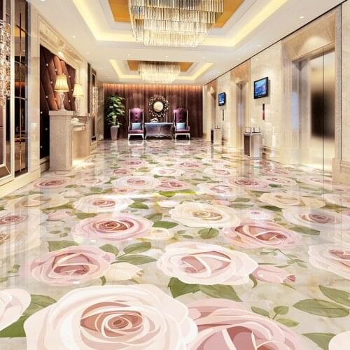 Custom Photo Floor Wallpaper 3D Modern Art Fashion Flower Pattern Floor Mural PVC Self-adhesive Waterproof Home Wallpaper Floral