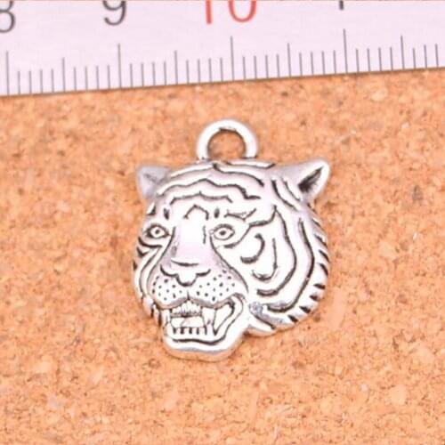 6pcs 23*17mm Angrily Tiger Head Charms Pendants Antiuqe Silver Color Accessories DIY Handmade Necklace Jewelry Making Findings