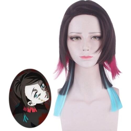Anime Demon Slayer Kimetsu no Yaiba Enmu Short Wig Cosplay Costume Men Women Heat Resistant Synthetic Hair Party Wigs