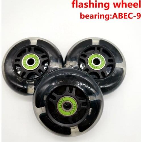 Free shipping flashing scooter wheel 76*24 mm 80*24 mm 2 pcs / lot with bearings lighting wheel