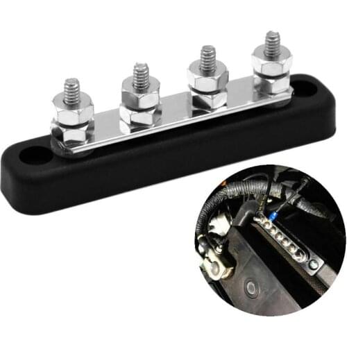 100A 4-Point Bus Bar Power Distribution Block with 4 10/32in Brass Studs Auto Car Accessory Terminal Blocks