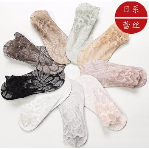 Black Lace Socks for Children In Summer Thin Lace Socks Light Mouth Spring and Autumn Cotton Sole Sole Transparent Crystal Socks