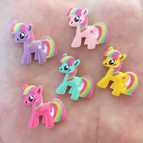 Resin cute 3D Colorful Unicorn Flat Back Stone Appliques Home Decor Crafts 10pcs DIY Wedding Scrapbook OW09