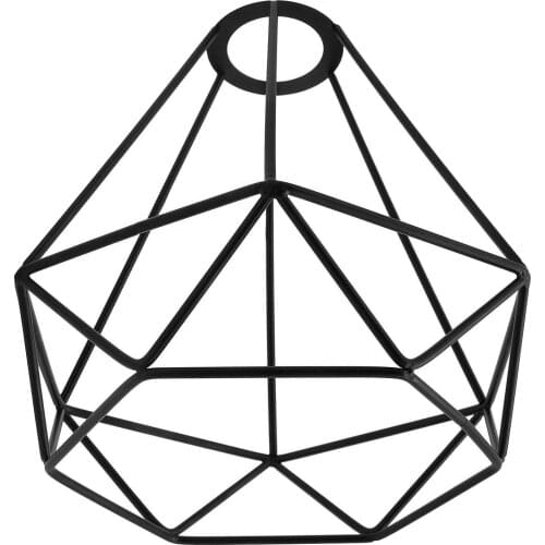 Rustic State Diamond Design Metal Light Cage Guard – Decorative Lamp Shade Black