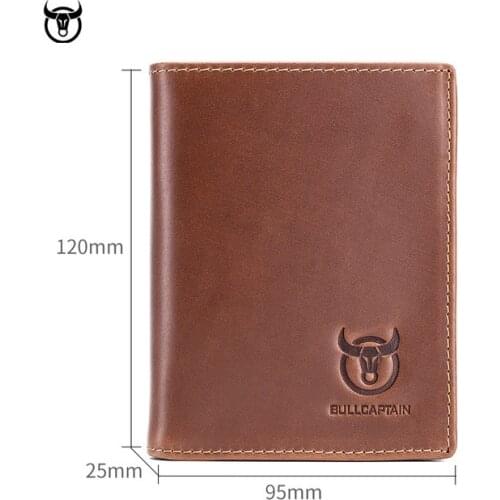 Mens Wallet Genuine Leather Purse Male Short Vertical Anti-theft Brush Wallet multi-card position photo album Card Holder