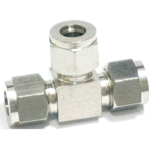 Fit Tube O/D 8mm Tee Equal 3 Ways 304 Stainless Steel Ferrule Pneumatic Air Compression Coupler Adapter Connector Fitting