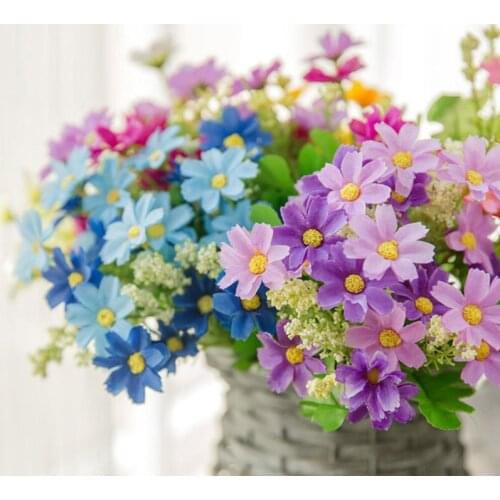 28 Heads Silk Artificial Chrysanthemum Small Daisy Simulation Flower For Home Wedding Table Decoration Party Bouquet 30cm