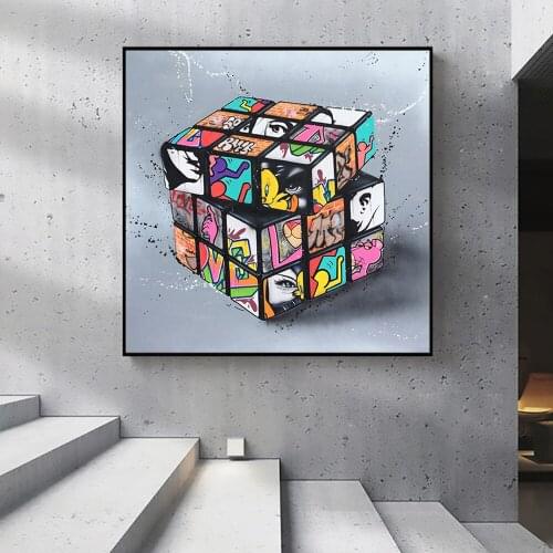 Graffiti RubikS Canvas Painting Cube Decoration Salon Wall Art Paintings for Interior Posters Kids Bedroom Decor Print Pictures
