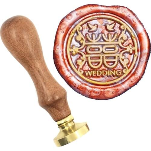 Chinese XI wedding love lover wax seal snowman wood handle wax,DIY Scrapbooking wax stamp copper head,Vintage high quality171