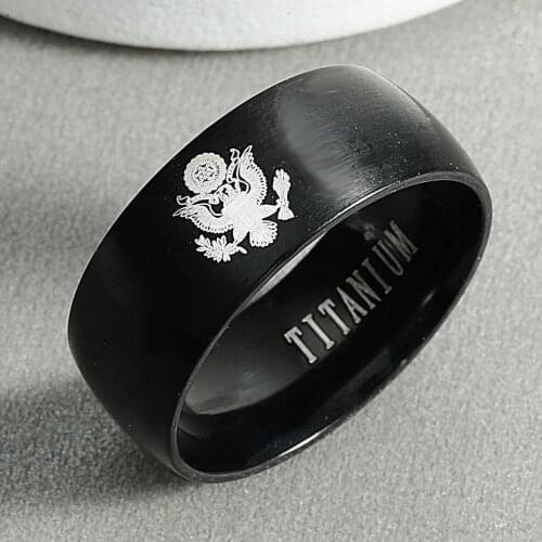 8mm Attack on Titan Black sliver Stainless Steel Ring The United States national emblem Rings For Men Women