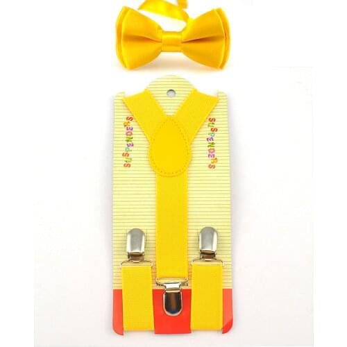 Bow tie & Elastic Suspenders Set Braces&Butterfly Fashion Kids Children Boys Girls Neon Gold Yellow Trouser Pants Holder Gallus