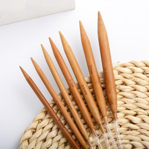 Circular Bamboo Knitting Needles Double Cusp Soft Tube Loop Knitting Needles DIY Handmade Crochet Sewing Tools Supplies 2-10mm