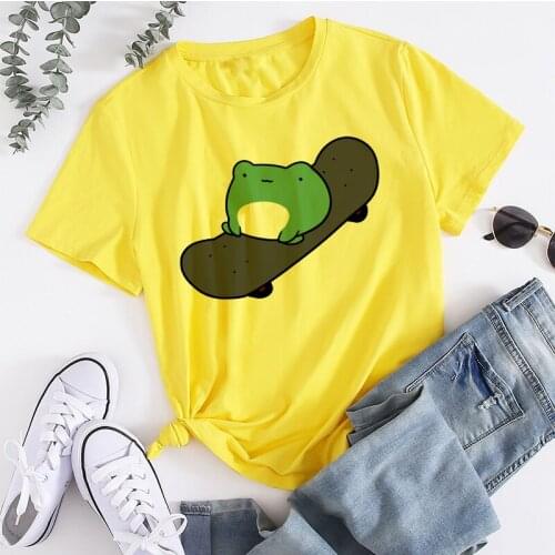 Skateboard Frog Fashion Long Sleeve T-shirt Korean Simple Oversized Graphic Tees Women Shirts Leisure Plaid Patchwork T Shirt