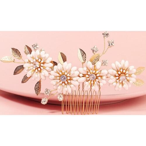 MOGAKU Elegant Wedding Bridal Hair Combs Headdress for Women Party Prom Hair Crystal Jewelry Flower Hair Pins Rhinestone Comb