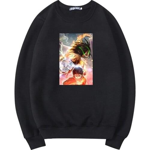 Cool Attack on Titan Anime Men Hoodie Eren Jager with Super Titan Graphic Sweatshirt Casual Fashion Hoody Loose Asian Size Hoody