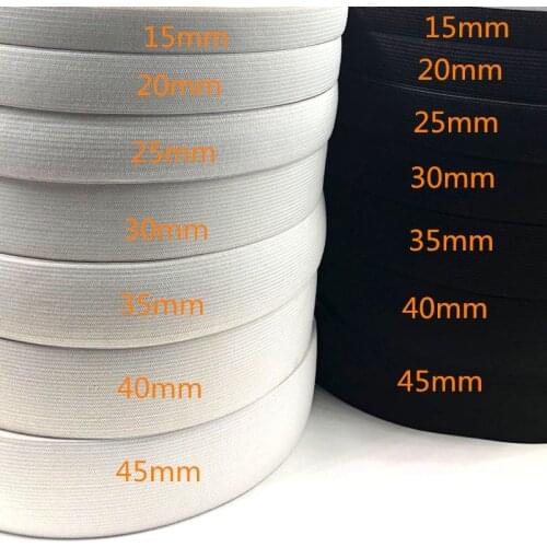 5 meters 3/6/10/12/15/25/30/35/40/45MM White/black Nylon Highest Elastic Bands Garment Trousers Sewing Accessories DIY