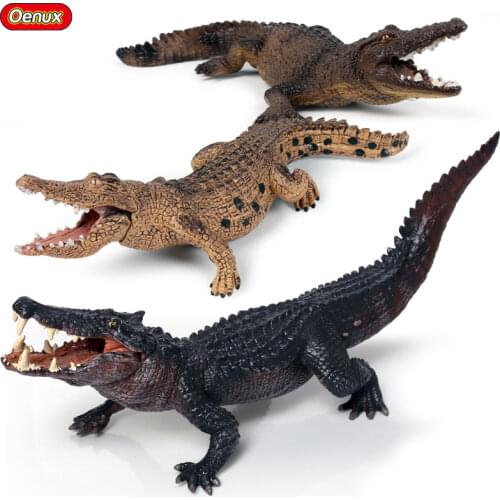 Oenux Lifelike Wild Animals Boar Croc Action Figures Crocodile Simulation Savage Animal Model Figurines Collection Kids Gift