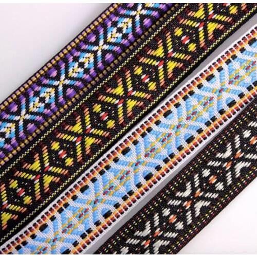 Native embroidery ethnic jacquard webbing woven tape lace ribbon 2.5cm garment accessories gift decoration boho gypsy DIY craft