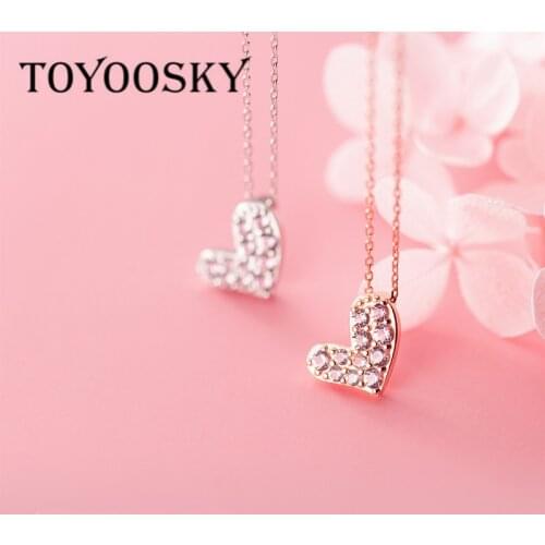 925 Sterling Silver Cubic Zirconia Heart Shape Pendant Necklaces Stylish Fine Jewelry Gifts for Women Girlfriend Lady TOYOOSKY