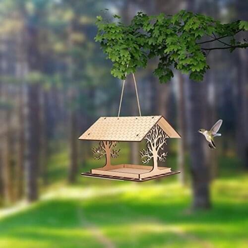 Hanging Hummingbird Feeder Nesting Wooden Birdhouse Garden Decor Handmade Bird Feeder Wooden Ring Toss Ornaments Outdoor JS22