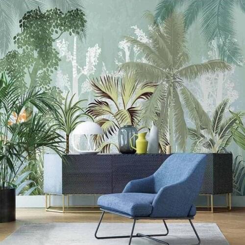 Custom 3D Wallpaper Nordic Hand Painted Southeast Asia Tropical Plants Rainforest Mural Living Room Sofa Bedroom Background Wall