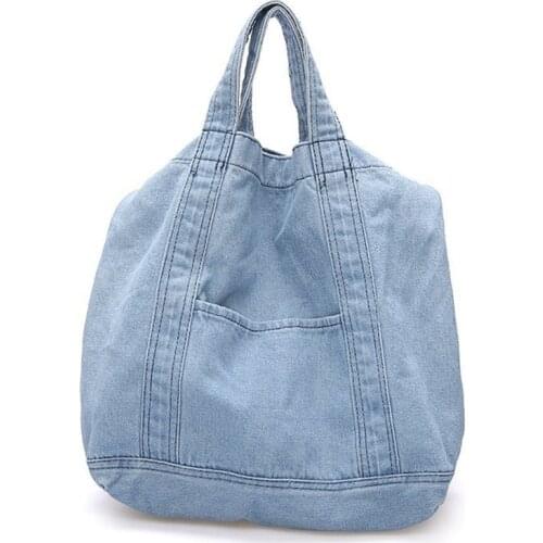 Denim Slouch Bag Casual Jean Fabric Handbag Leisure Korean Style Fashion Japanese Fashion Messenger Top-Handle Bag