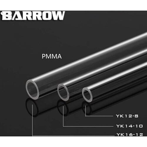 Barrow YK12-8 YK14-12 YK16-12 Transparent PMMA Tube,Acrylic OD*ID:12mm*8mm/14mm*12mm/16mm*12mm L:500mm,water cooler