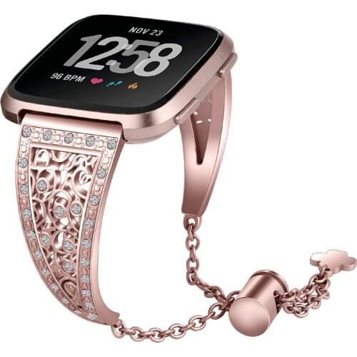 Stainless Steel Strap Fashion Replacement Rhinestone Metal Watch Band Wrist Strap For Fitbit Versa Smart Watch Bracelet Straps