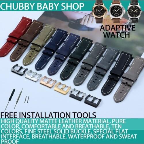 22\2426mm nubuck Italian cow Leather Watchband Retro Handmade Mens Watch band For Panerai strap for PAM111/441 belt