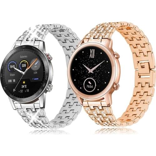 20 22mm Stainless Steel Diamond Strap for ES GS Pro Watch Women Band for Honor Watch HONOR Magic 2 42mm 46mm Bracelet Metal Belt