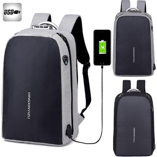 14 15 15.4 15.6 inch USB Waterproof Password lock Anti-theft Laptop Notebook Bags Backpack Satchels Knapsack Case for Men Women