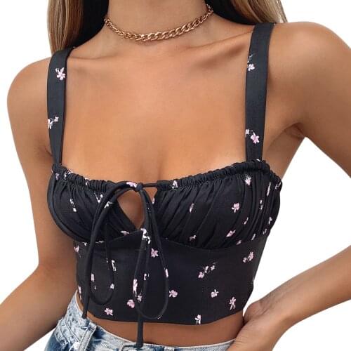 Sexy Crop Top Women Camisole Tops Floral Print Zipper Backless Tank Top Tight Bandage Tube Tops Streetwear Women Tops
