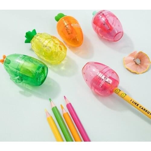 Sharkbang New Arrival Kawaii Carrot Strawberry Cactus Pencil Sharpener Pencil Cutting Study Tools Kids Gift School Stationery