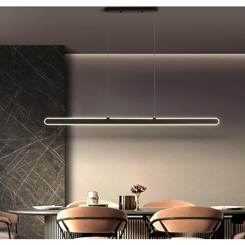Minimalist Modern LED Chandelier Dining Room Island Long Hanging Light Nordic Restaurant Office Bar Coffee Shop New Pendant Lamp