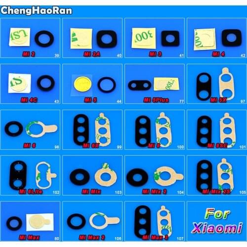 ChengHaoRan for Xiaomi Mi 4 4C 5 Plus 5X 6 6X 8 Lite 8SE Mix 2s Max 2 3 Rear Back Camera Glass Lens Cover with Adhesive Sticker