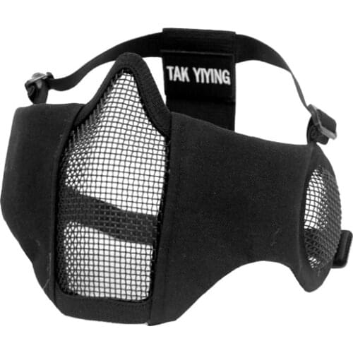 TAK YIYING Tactical Foldable Mesh Mask With Ear Protective for Airsoft Paintball with Adjustable Elastic Belt Strap