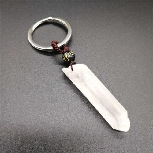 High quality natural stone quartz white crystal KeyChain pendulum prism KeyChain chakra pendule suspension healing jewelry gif