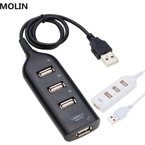 USB 2.0 High Speed Hub Mini 4 Port Splitte USB Adapter For PC Laptop Notebook Computer Windows Mac