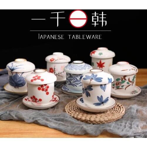 Japanese tableware ceramic small stew cubilose cup with lid household steamed egg cover tea cup dessert miso soup bowl