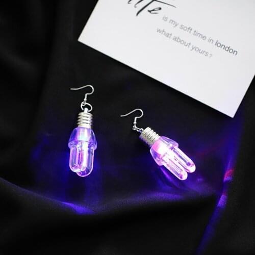 Eye-Catching Colorful Dangle Light Bulb Long Earrings Dance Club Women Jewelry