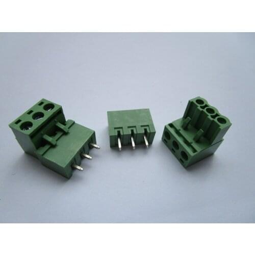 Close Straight 3 pin 5.08mm Screw Terminal Block Green Connector Pluggbale Type 150 Pcs Per Lot