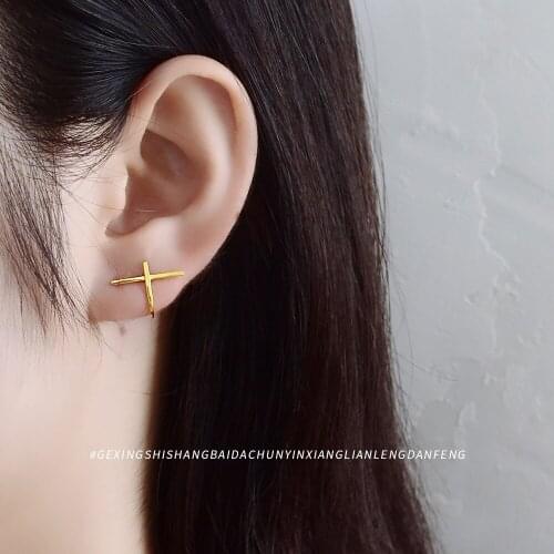 Genuine 925 Sterling Silver Simple Crossed Stud Earrings Minimalist Wrap Earring Hypoallergenic Jewelry for Women