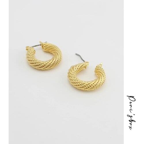 PerisBox Punk Style Thick Twisted Hoop Earrings for Women Statement Metal Small Earrings Hoops Geometric Round Earrings 2.1cm