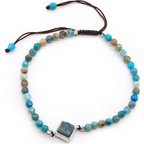 4MM Mini Stone Beads Handmade Bracelet Adjustable Size Square Crystal Charm Women Bracelet Jewelry Wholesale GB029