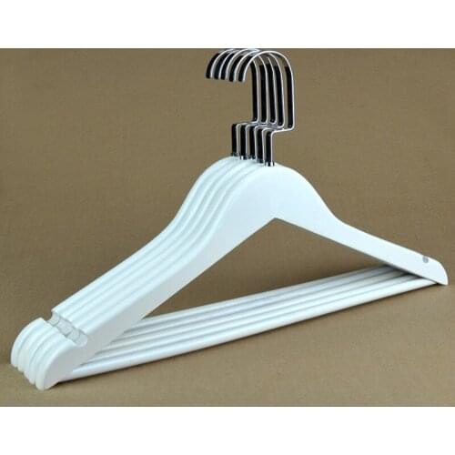 10pcs/lot 40cm/44.5cm White solid wood vintage clothes rack, clothing store anti-skid wooden hanger. trousers clips