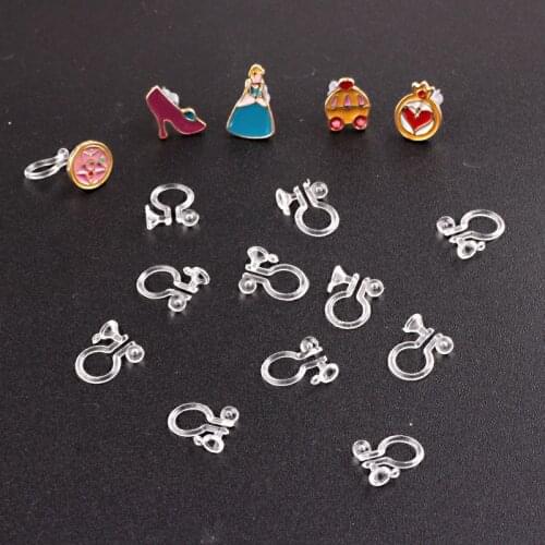 50pcs Hidden Plastic Resin Transparent clip-on anti-allergy Diy Ear Stud Material Accessories