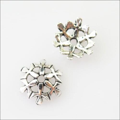 70 New Connectors Snowflake Flower Tibetan Silver End Bead Caps 10mm